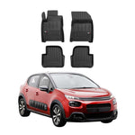 OMAC Gummi Fußmatten für Citroen C3 Schrägheck 2016-2024 Premium TPE Schwarz 4x