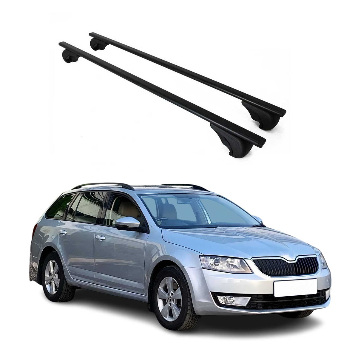 Dachträger Grundträger für Skoda Octavia mk3 Kombi 2013-2020 75kg Stahl Schwarz