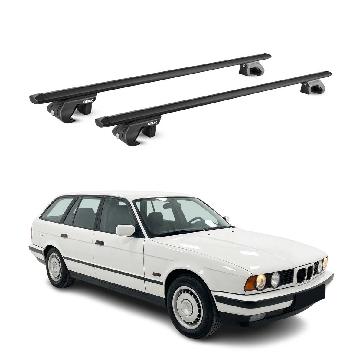 Dachträger Grundtäger für BMW 5er Touring E34 1991-1997 90kg Alu Schwarz 2x ABE
