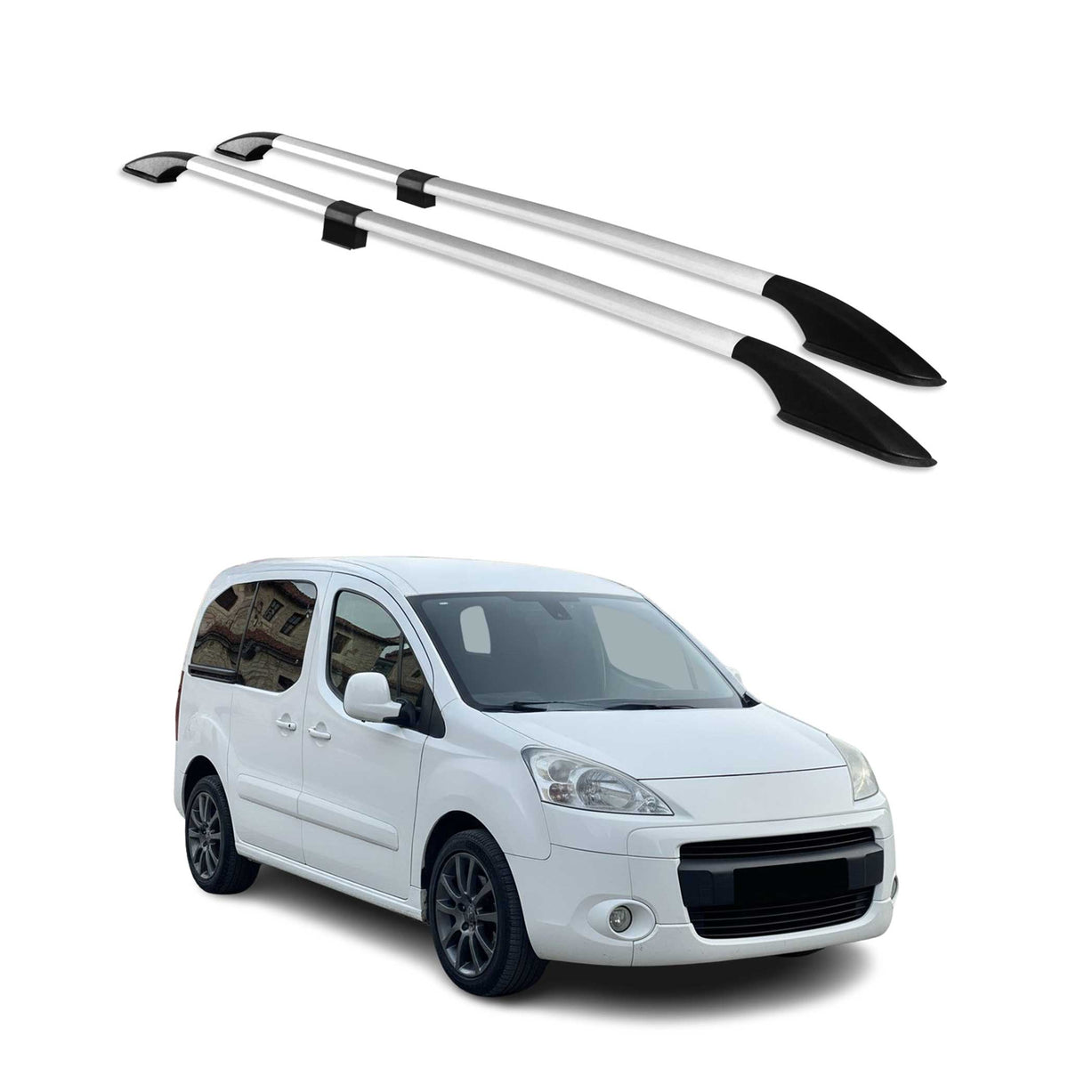 Dachreling Dachgepäckträger für Peugeot Partner Tepee L1 Kurzer 2008-18 Alu Grau