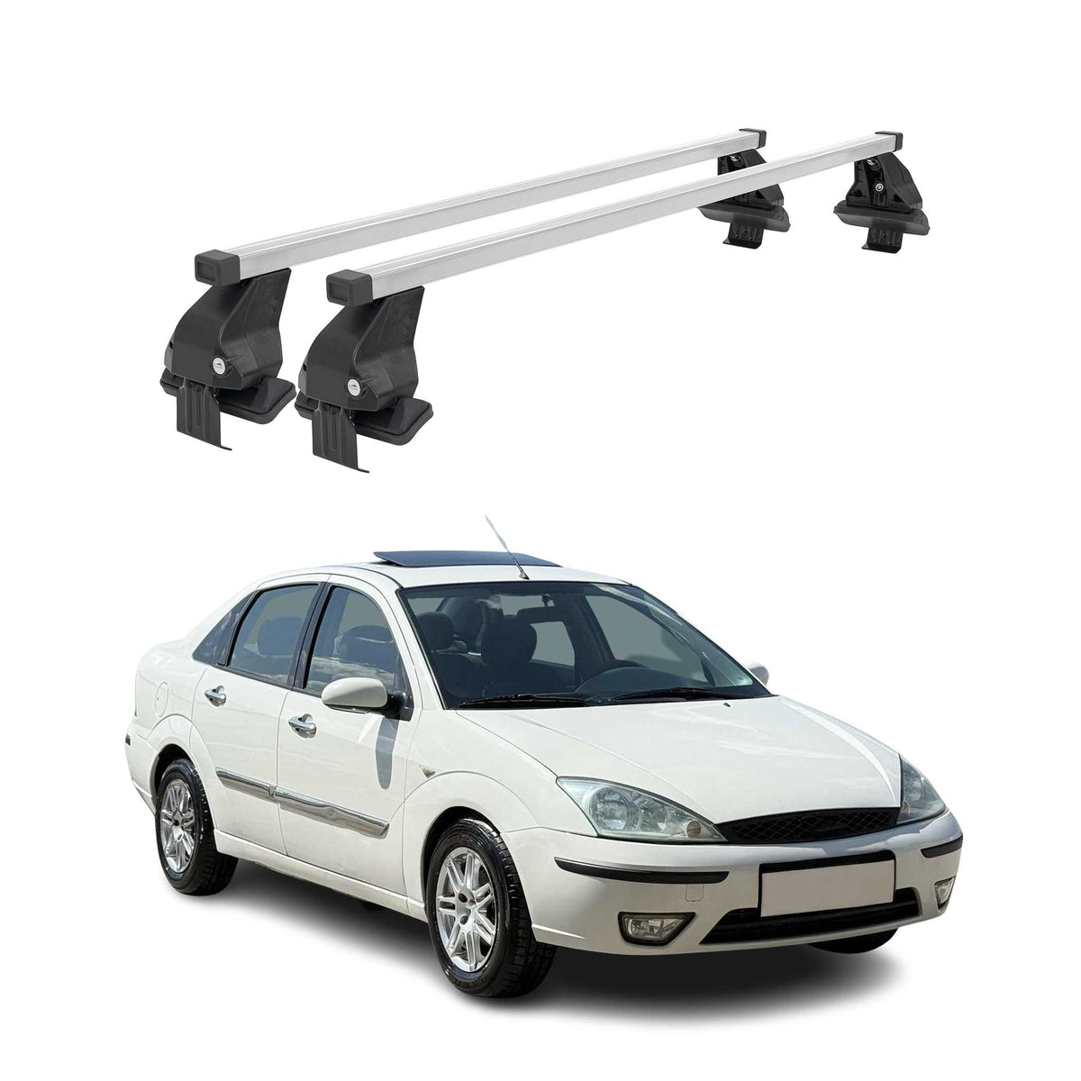 Menabo Dachträger Grundtäger für Ford Focus 1998-2004 50kg Stahl Silber 2 tlg
