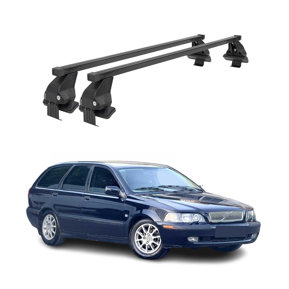 Menabo Dachträger Grundtäger für Volvo V40 1995-2004 50kg Stahl Schwarz 2 tlg