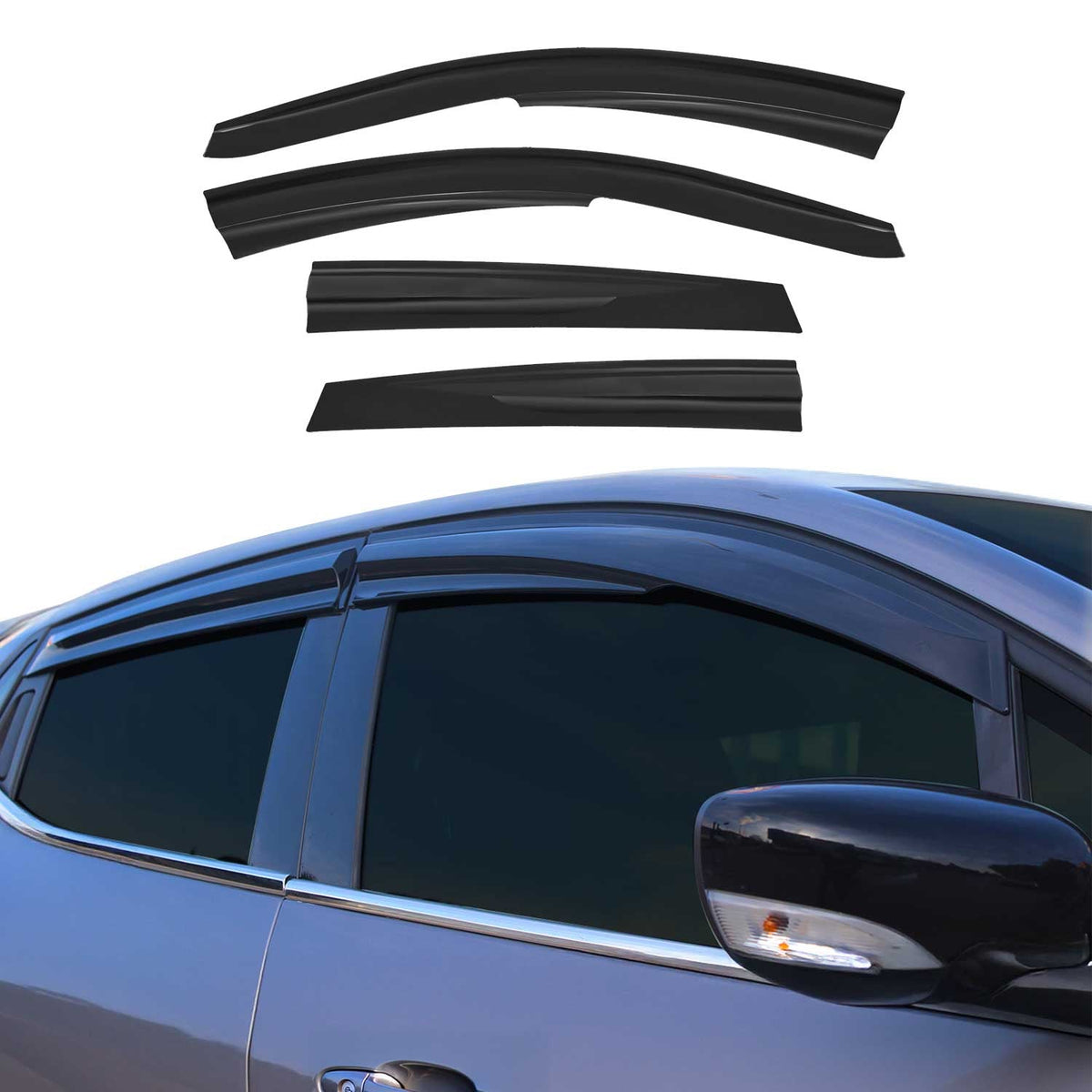 Windabweiser Regenabweiser für VW Polo 6R 2009-2017 Kunststoff Schwarz 4x