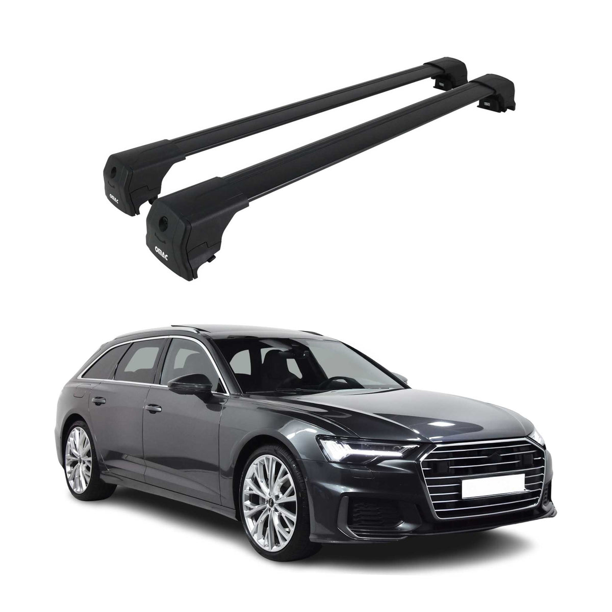 Dachträger Grundtäger für Audi A6 C8 Avant 2018-2025 75kg Alu Schwarz 2tlg