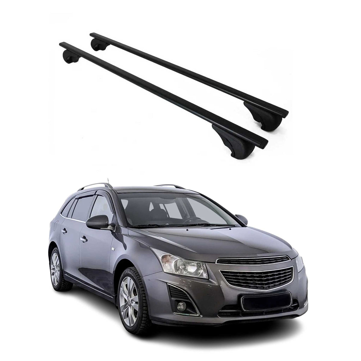Dachträger Grundträger für Chevrolet Cruze Kombi 2008-2016 75kg Stahl Schwarz 2x