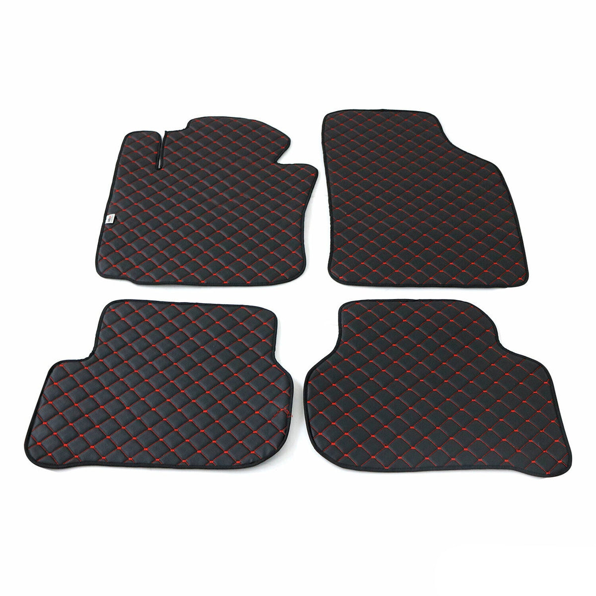 Fußmatten Leder Automatten für VW Passat B8 2014-2023 Kunstleder Schwarz Rot