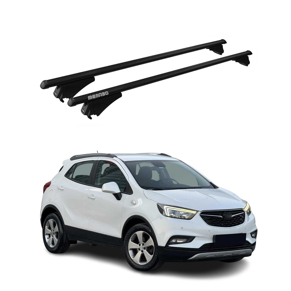 Menabo Dachträger Grundtäger für Opel Mokka X 2016-2019 75kg Alu Schwarz 2 tlg