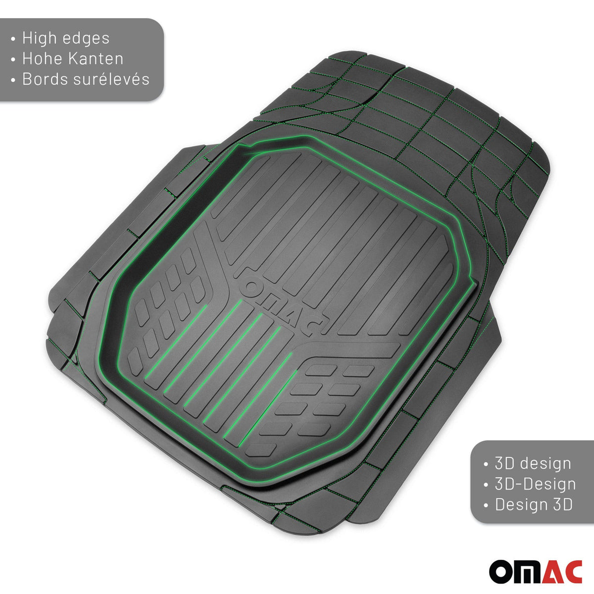 Fußmatten Gummimatten 3D Matte für Ford Gummi Universal Schwarz 4Tlg