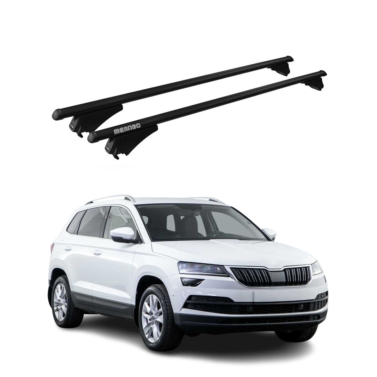 Menabo Dachträger Grundtäger für Skoda Karoq 2017-2026 75kg Alu Schwarz 2 tlg