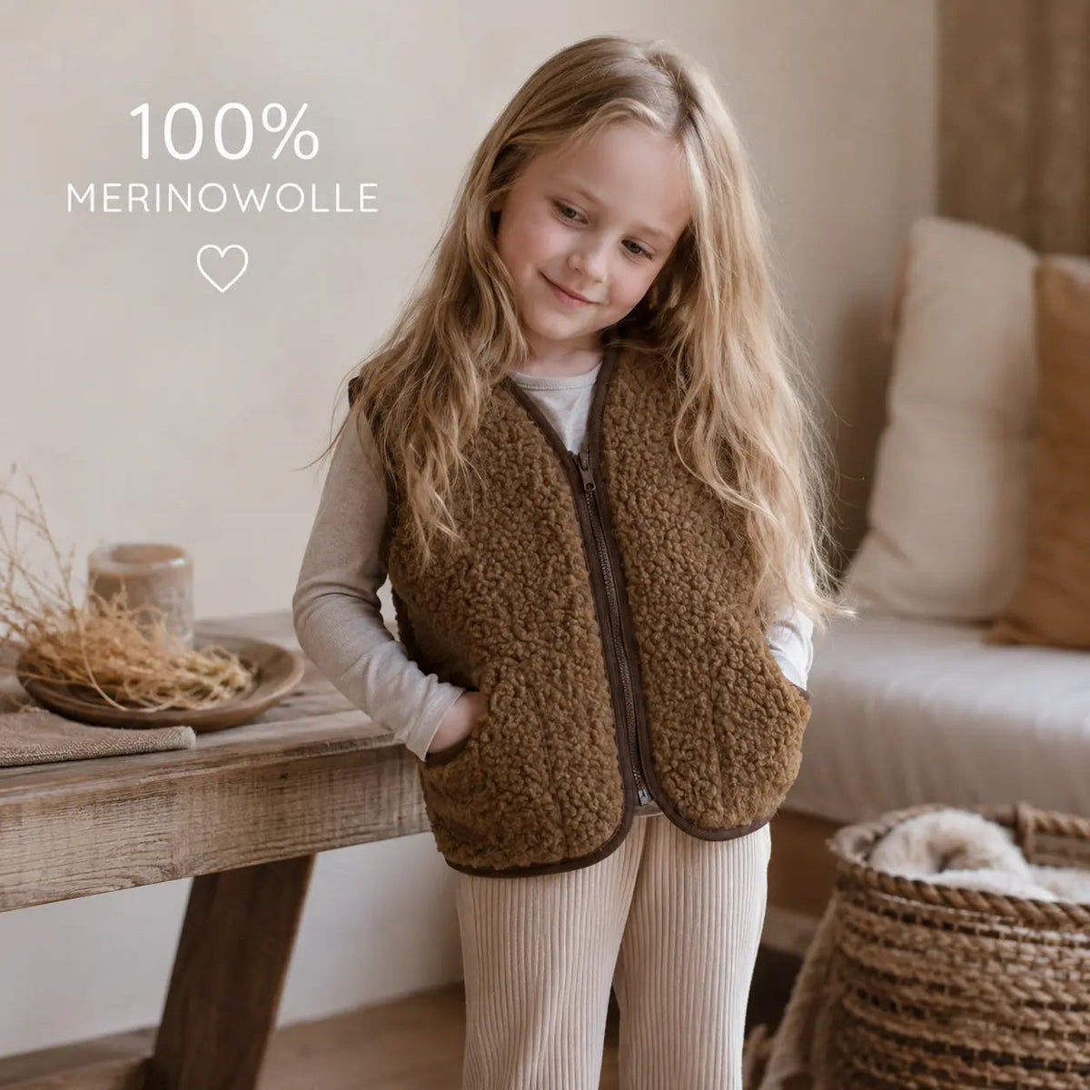 Kinderweste Merino Muster – atmungsaktiv & hautfreundlich
