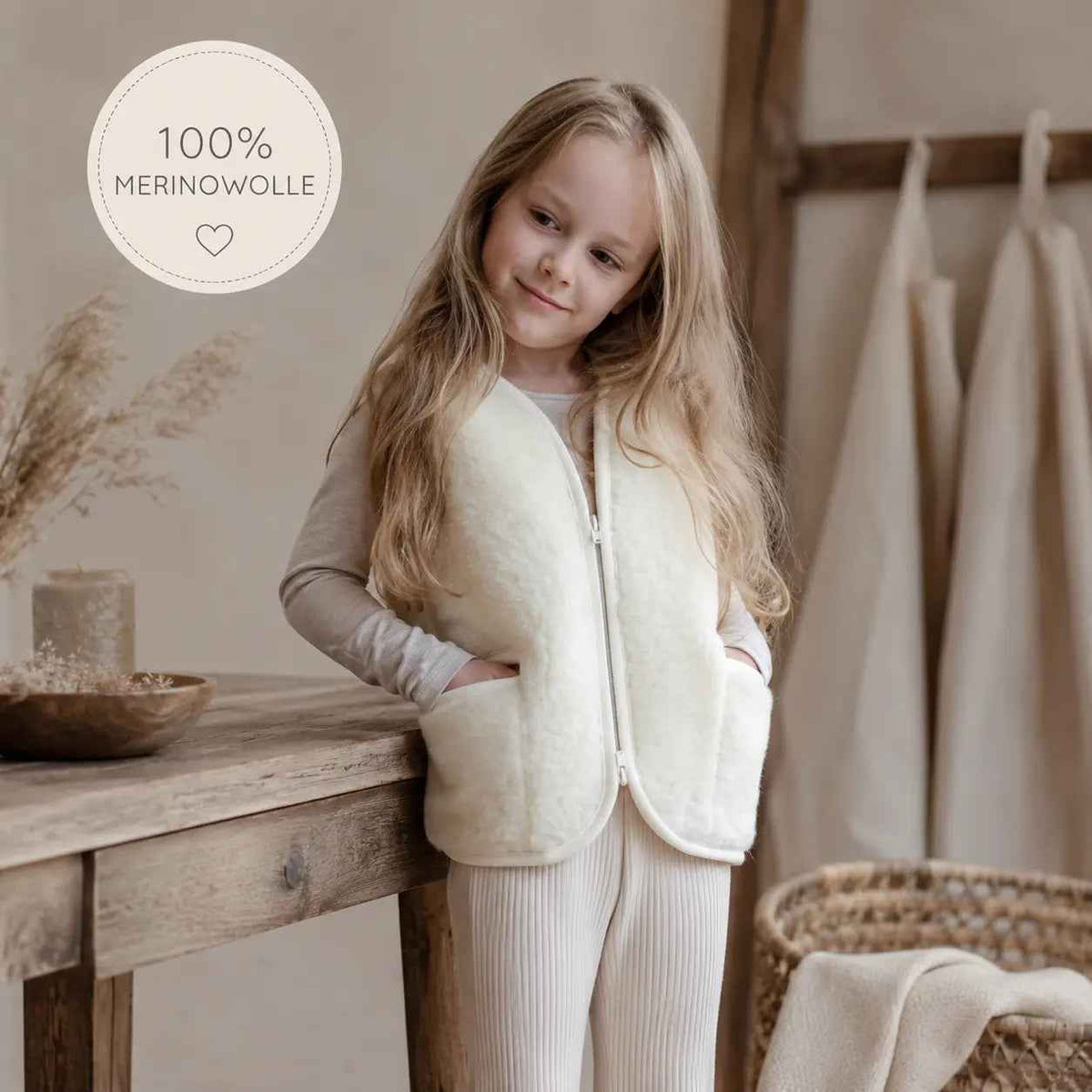 Kinderweste Merino Muster – atmungsaktiv & hautfreundlich