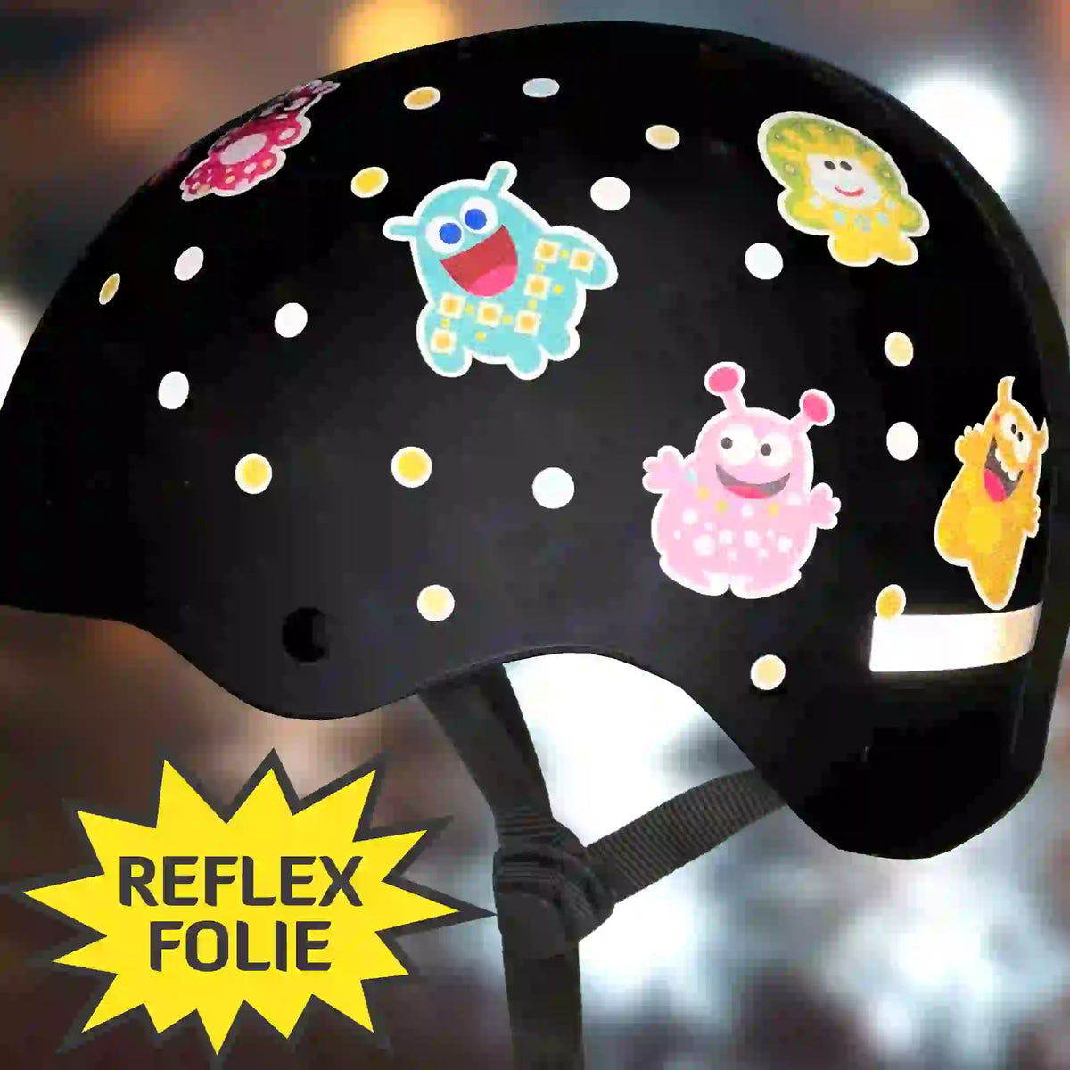 Fahrrad Aufkleber Happy Party Monster & Punkte reflektierend