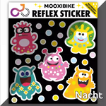 Fahrrad Aufkleber Happy Party Monster & Punkte reflektierend