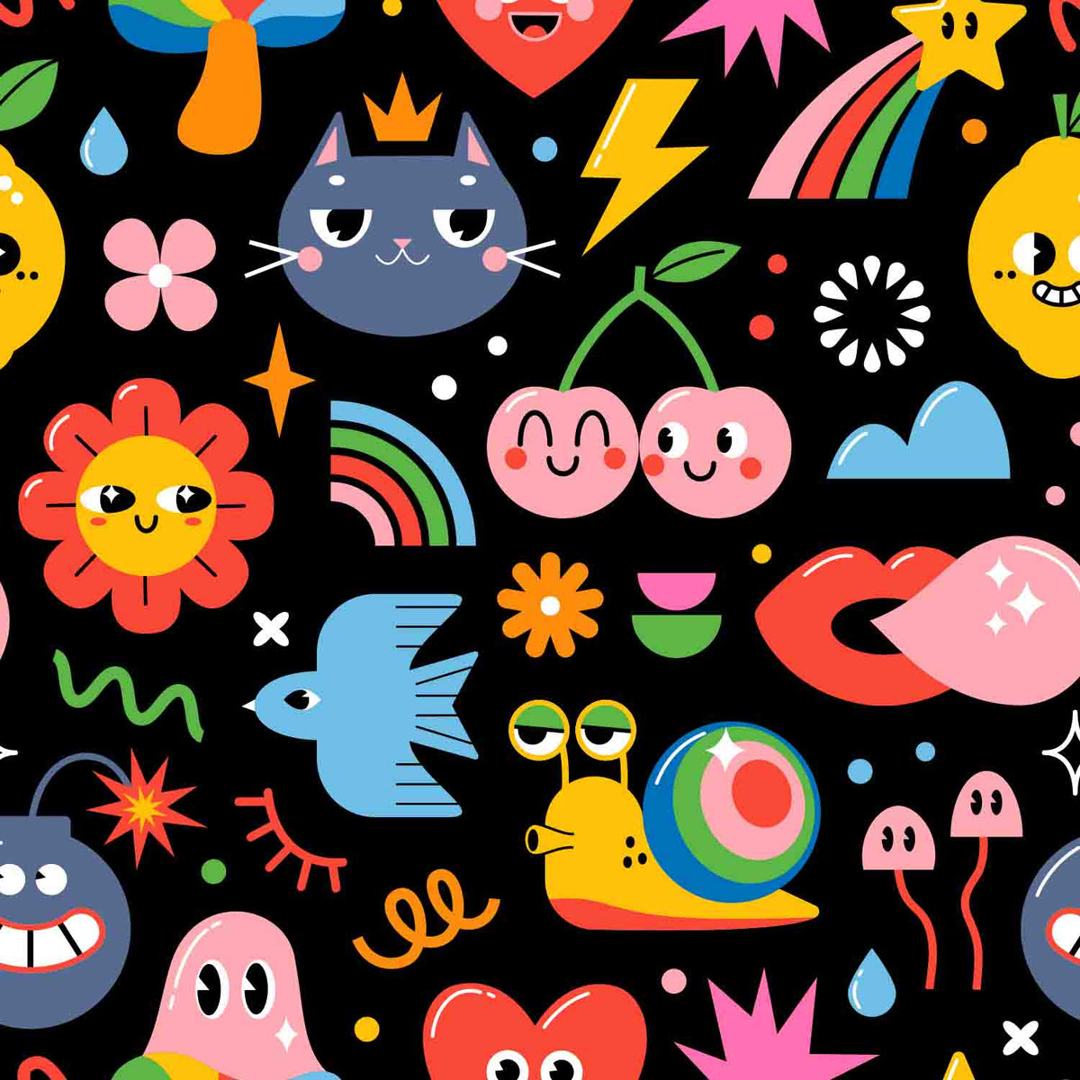 Muster Funny Peace - Regenbogen Comic Fahrradfolie