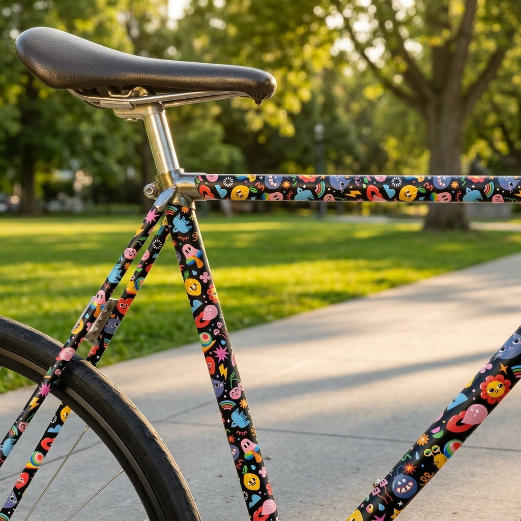 Muster Funny Peace - Regenbogen Comic Fahrradfolie