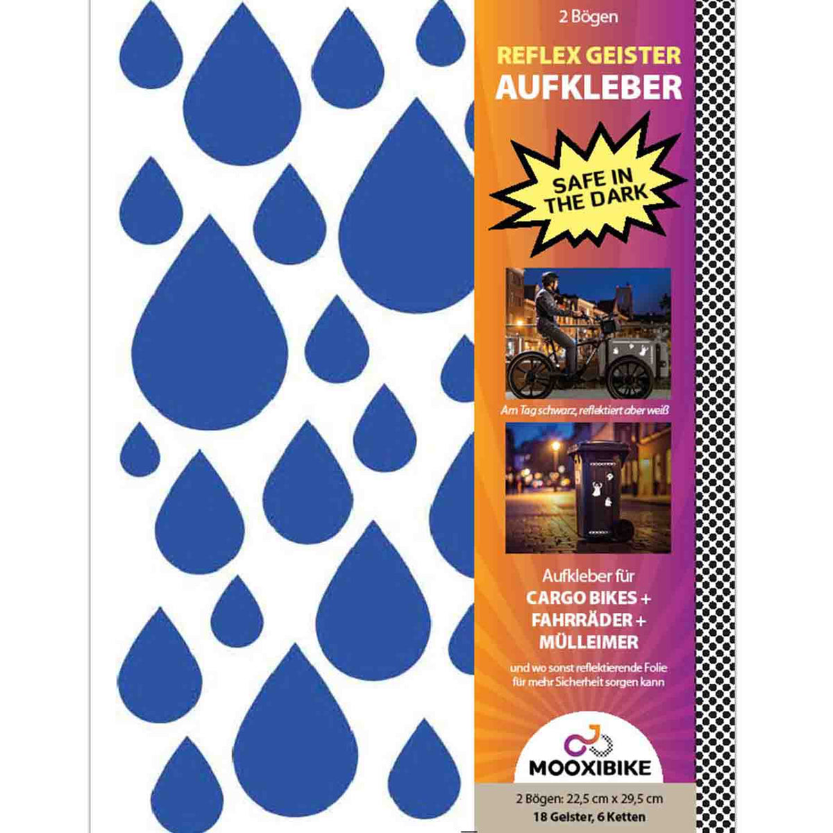 Reflektor Folie Rain - Regentropfen Blau – 2 Bögen