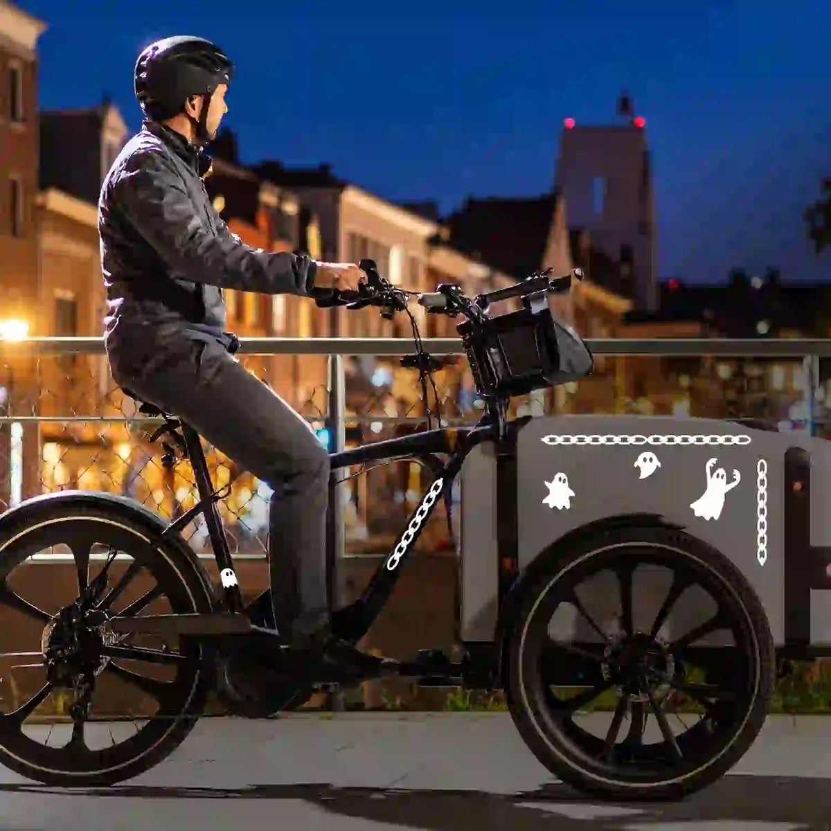 Reflektor Aufkleber Ghost - Geister Schwarz Cargo Bike – 2 Bögen