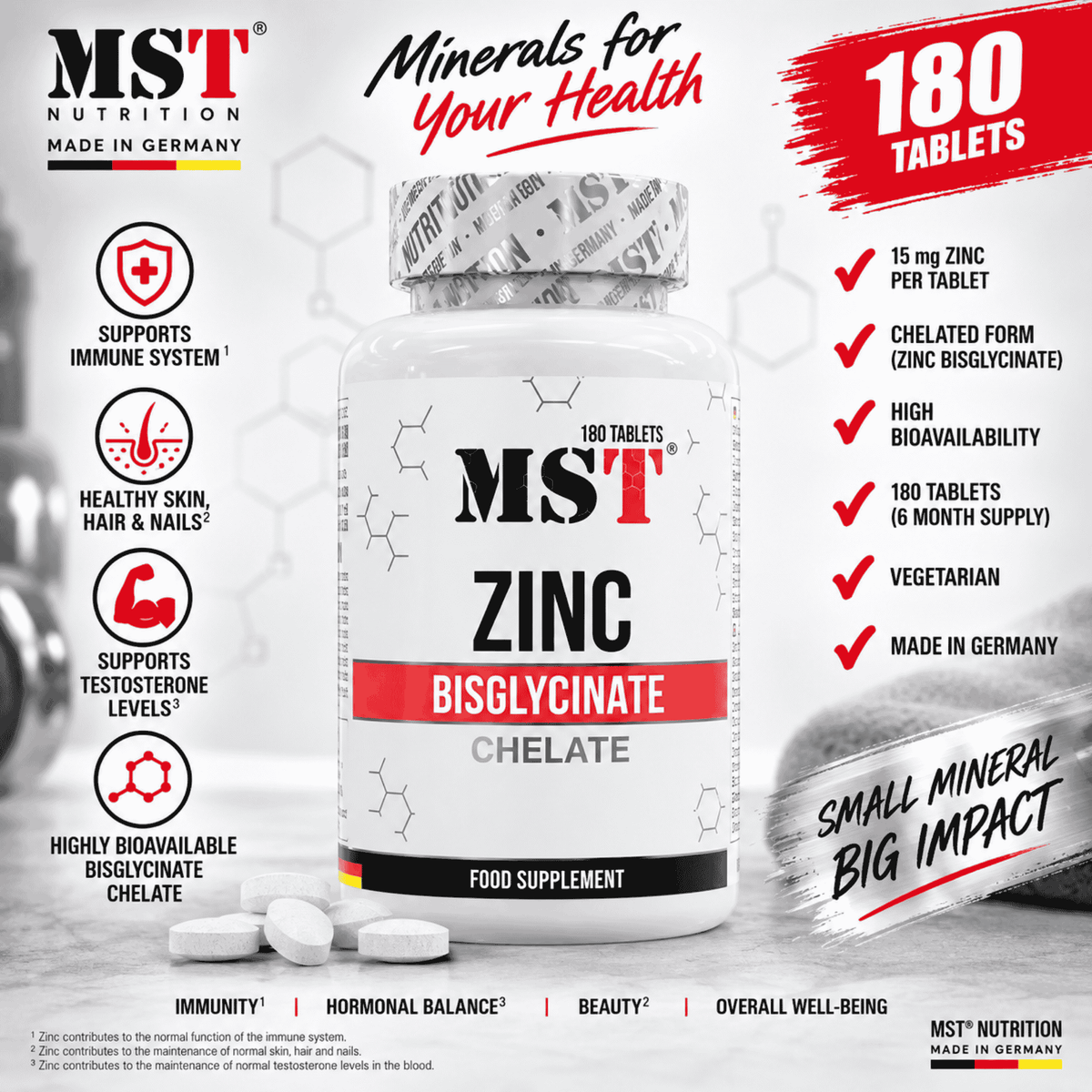 MST - Zinc Chelate Bisglycinate 180 Tabletten