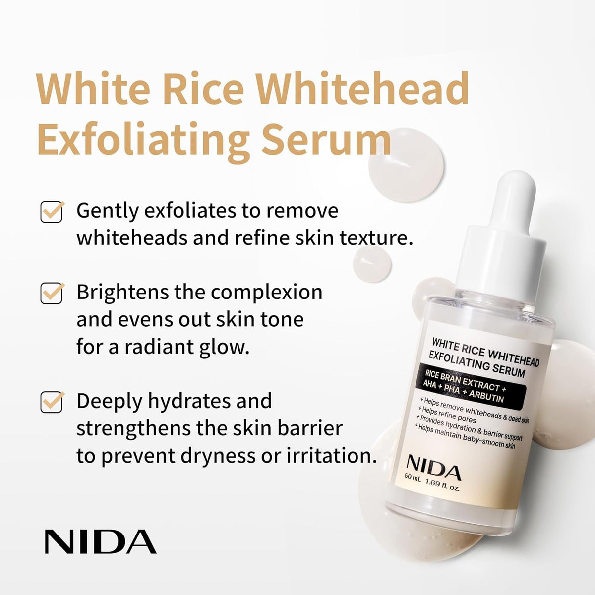 NIDA White Rice Whitehead Exfoliating Serum 50 ml