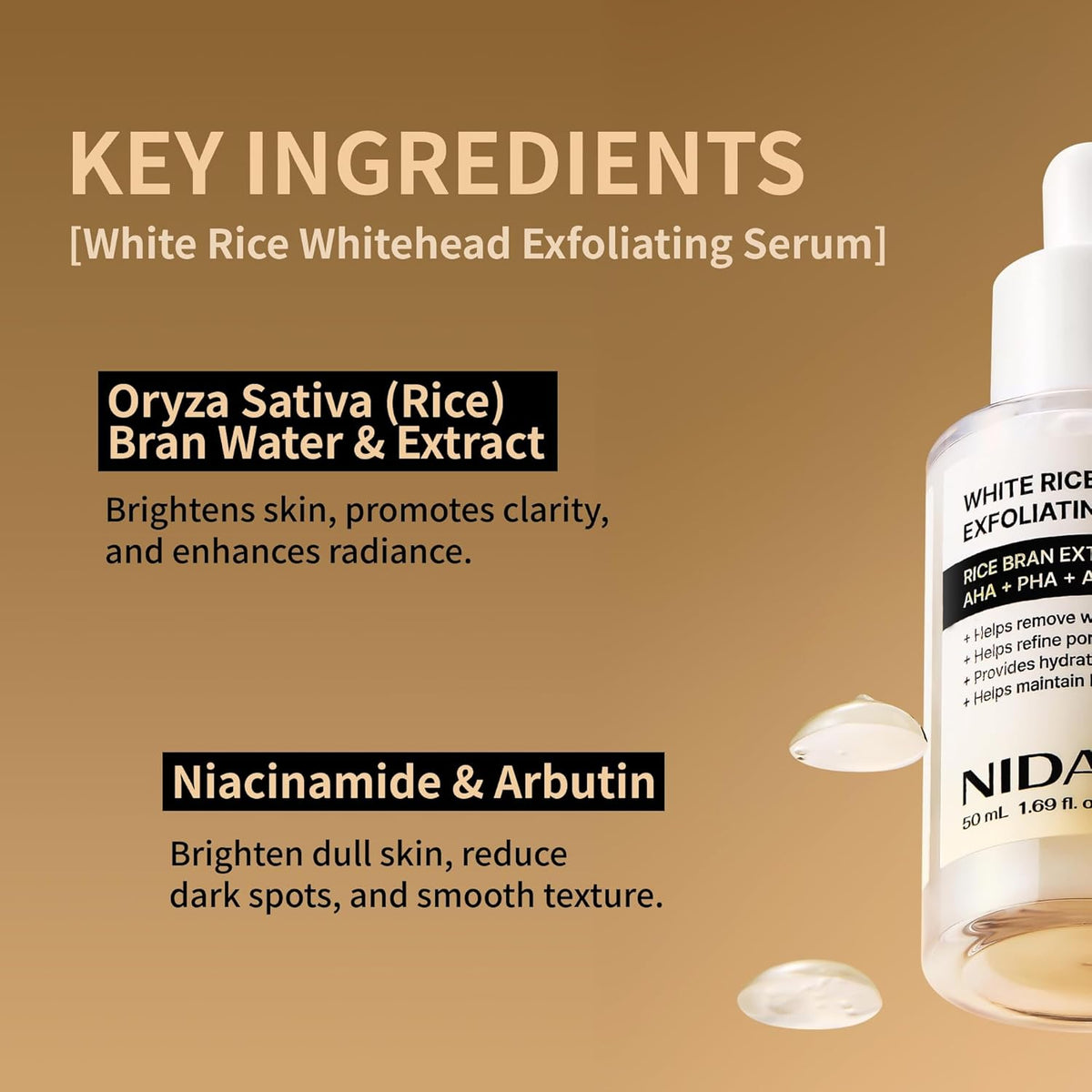 NIDA White Rice Whitehead Exfoliating Serum 50 ml