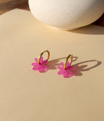 Lila Margarite Edelstahl Hoops