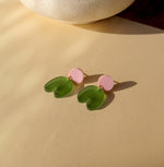 Rosa Olive transparent Squishy Arch Bogen Ohrringe
