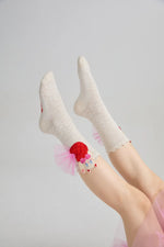 Mermaid Cat Shell Embroidered Socks