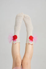 Mermaid Cat Shell Embroidered Socks