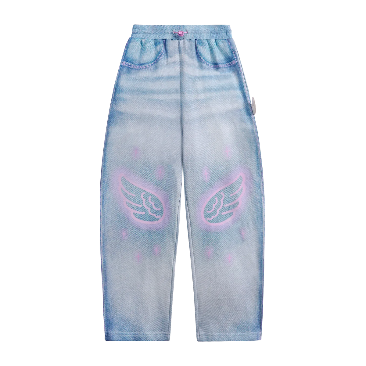 Denim Joggers with Wing Print