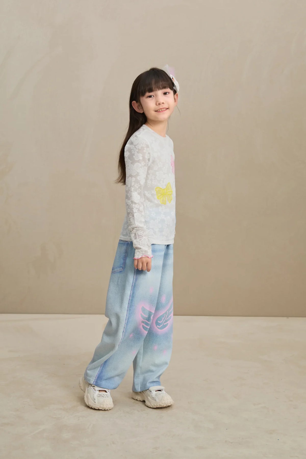 Denim Joggers with Wing Print