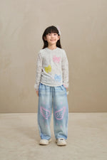 Denim Joggers with Wing Print
