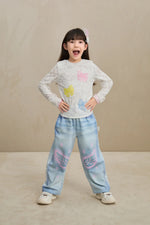 Denim Joggers with Wing Print