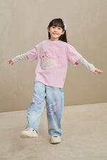 Denim Joggers with Wing Print