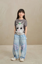 Denim Joggers with Wing Print