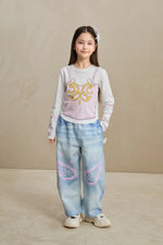 Denim Joggers with Wing Print