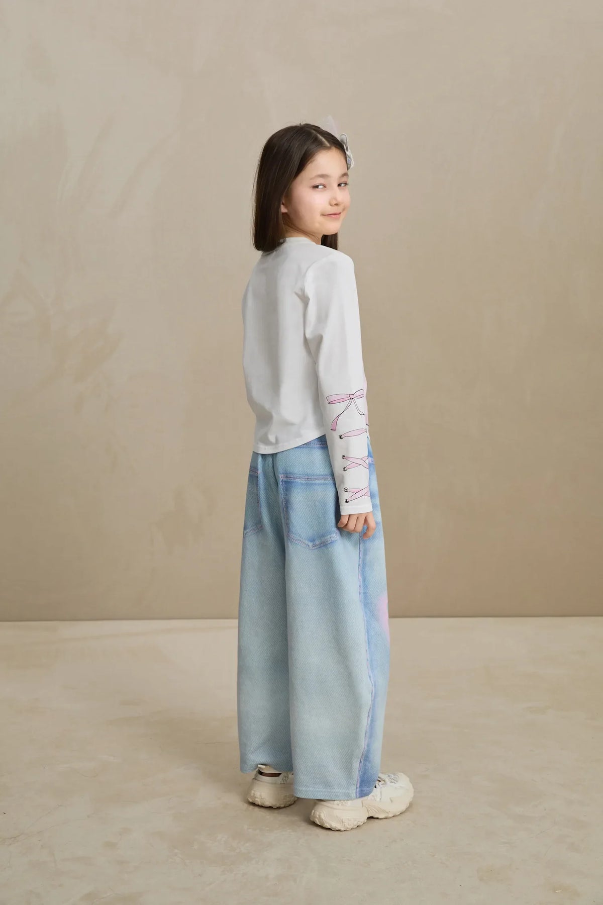Denim Joggers with Wing Print