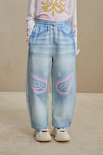 Denim Joggers with Wing Print