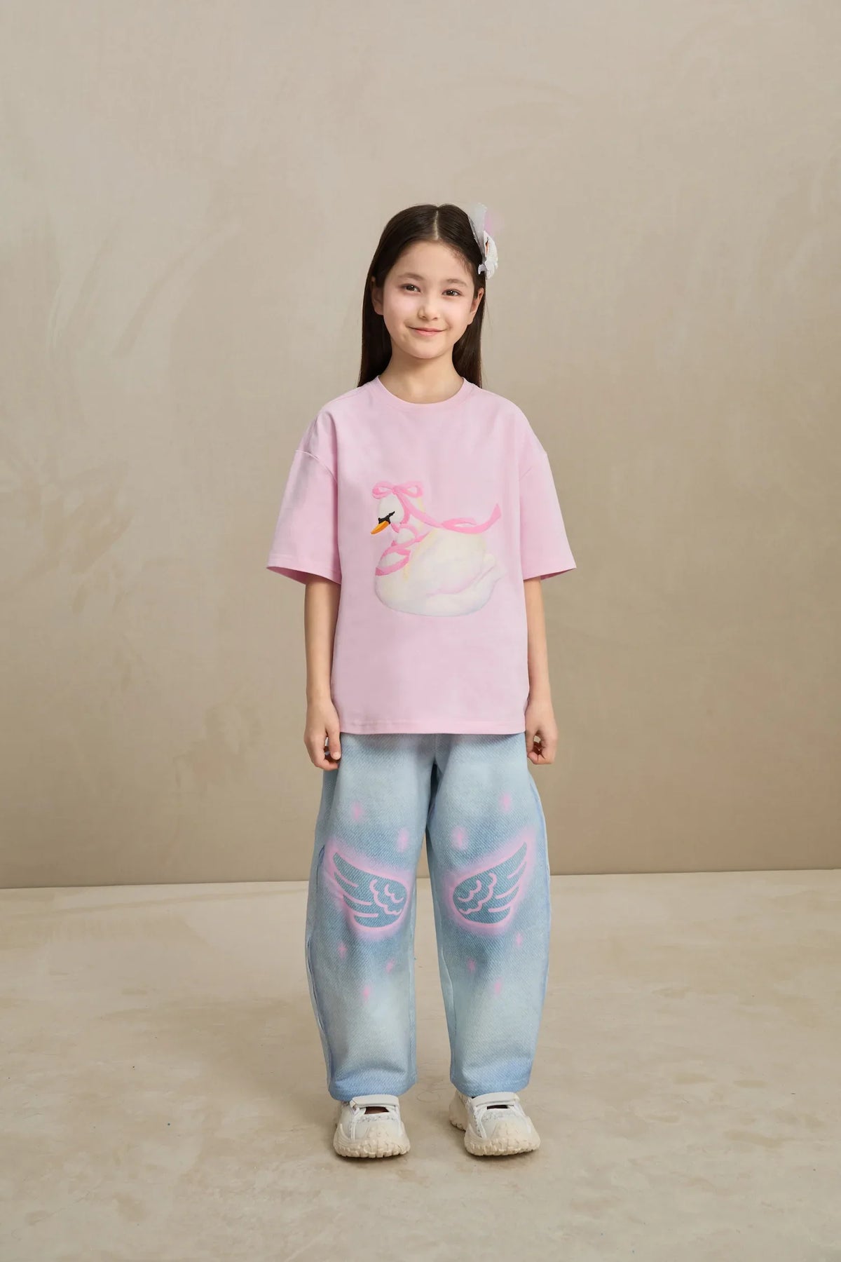 Denim Joggers with Wing Print