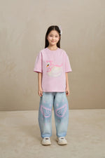 Denim Joggers with Wing Print