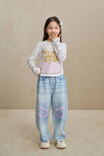 Denim Joggers with Wing Print