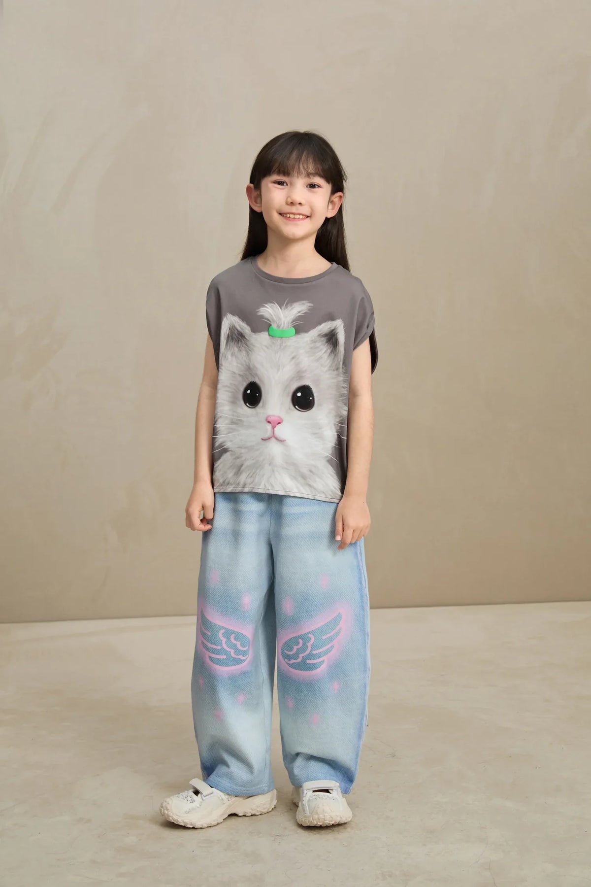 Denim Joggers with Wing Print