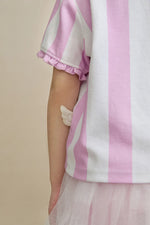 Swan Ballet Print Ruffle Polo Tee