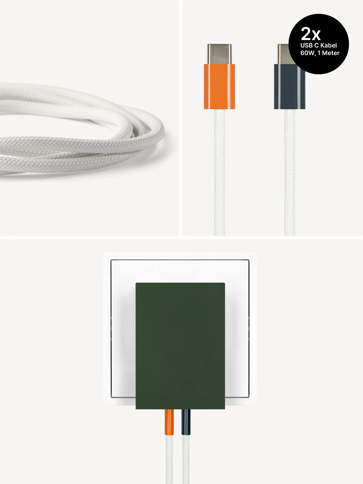 USB-C Ladegerät 65W + 2x USB-C Kabel (Autumn+Midnight)