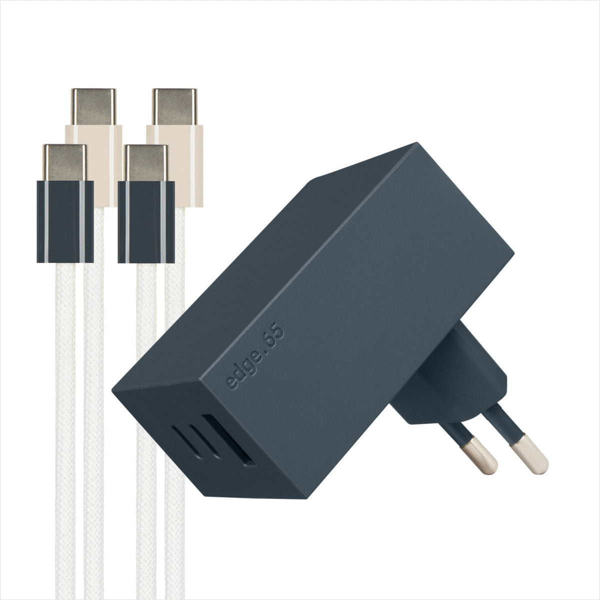 USB-C Ladegerät 65W + 2x USB-C Kabel (Midnight+Dune)