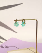 Türkise Flower Edelstahl Hoops
