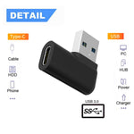 USB 3.1 Adapter Typ C Buchse zu 3.0 Typ A Stecker Winkel Kabel in Schwarz | System-S
