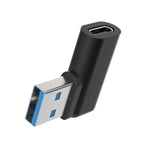 USB 3.1 Adapter Typ C Buchse zu 3.0 Typ A Stecker Winkel Kabel in Schwarz | System-S