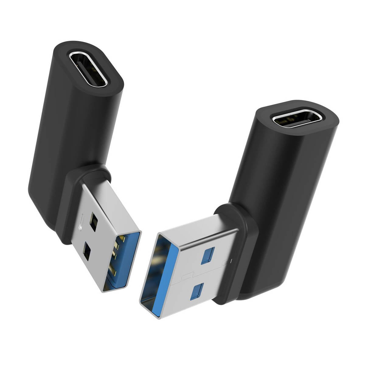 USB 3.1 Adapter Typ C Buchse zu 3.0 Typ A Stecker Winkel Kabel in Schwarz | System-S