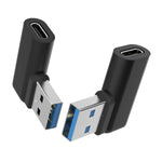 USB 3.1 Adapter Typ C Buchse zu 3.0 Typ A Stecker Winkel Kabel in Schwarz | System-S