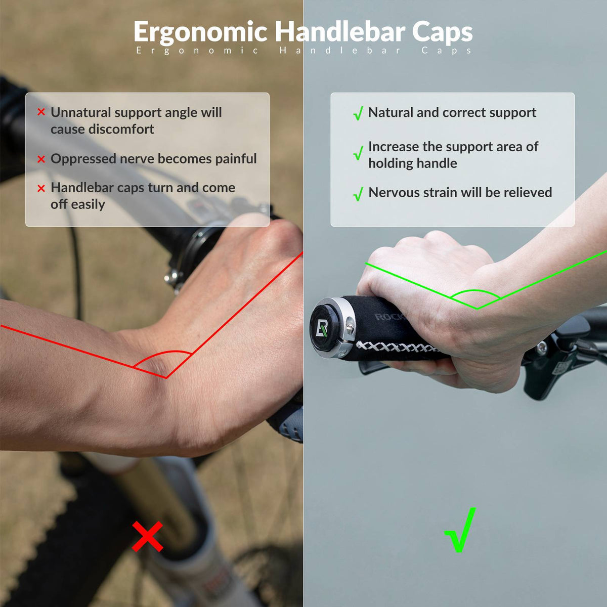 ROCKBROS Fahrradgriffe Ledergriffe für Lenker mit 22,2 mm Durchmesser